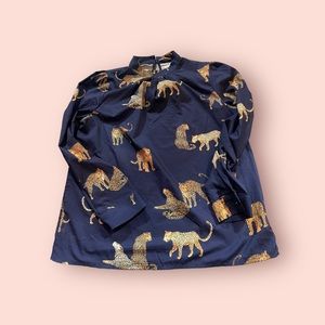 Blue Blouse With Cheetahs